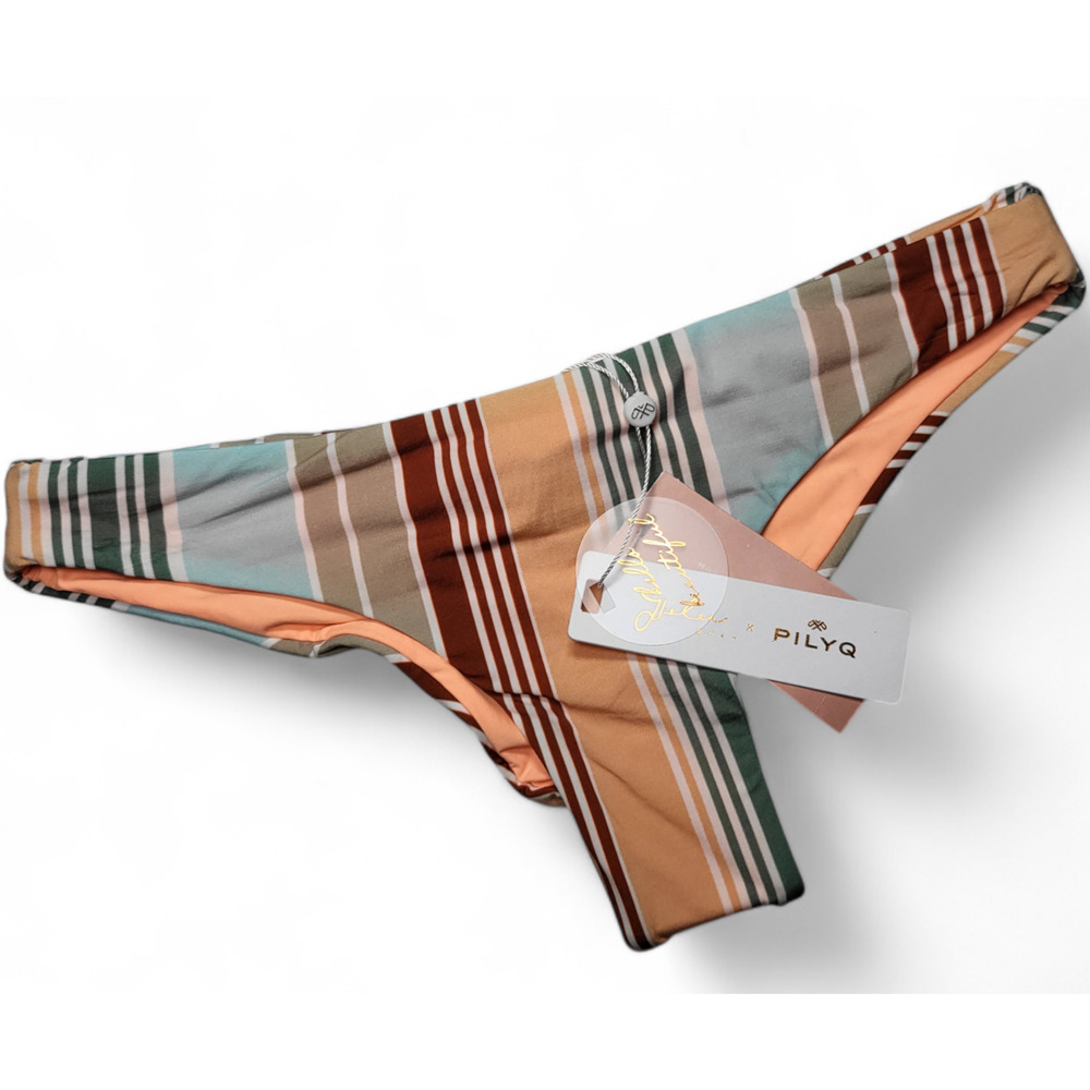 NWT PILYQ x Helen Owen Adventure Striped Ruched Boho Bikini Bottom PQ Swim XS